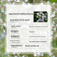 Huile Essentielle de Thym Vulgaris 100% Pure, Biologique et Distillée en Gros pour l'Aromathérapie, les Soins de la Peau, les Cheveux, les Bougies, les Diffuseurs et les Huiles de Massage