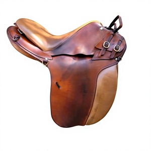 Selle de dressage anglaise en cuir marron avec arceau en bois et quincaillerie en laiton, taille adulte, équipement d'équitation, style européen, selles en cuir - Product Image 2
