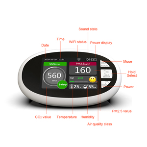 เครื่องวิเคราะห์คุณภาพฝุ่นแบบมัลติฟังก์ชั่น, เครื่องวัด Co2ดิจิตอล Tuya WIFI APP 9 One สำหรับ Pm2.5 Pm1.0 Pm10 - Product Image 3