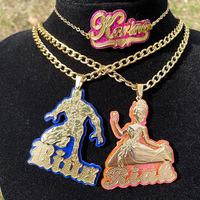 Collier personnalisé en acier inoxydable plaqué or 18K, pendentif couleur, photo personnalisée, dessin animé, lettres, beaux bijoux pour enfants