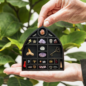 ゴシック魔女装身具箱ハロウィーンディスプレイキャビネット奇妙なオーガナイザー木製アート影収納ミニCurio棚 - Product Image 4