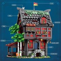 Reobrix 66017 NUEVO MOC, Modelo Modular de Taberna con Vista a la Calle Medieval Europea, Juguetes Creativos Retro para Niños, Juego de Bloques de Construcción