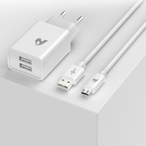 Profitez d'un câble USB vers Micro USB adaptateur réseau 2 USB x 5V/2.4A station de charge rapide avec Micro câble - Product Image 3