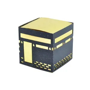 Laser cut Hajj Mubarak gold black cubic kaaba gift box