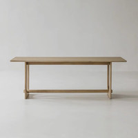 Table à manger en bois massif Wabi Sabi, bureau de conférence moderne et organique, longue planche de chêne de luxe pour projet de designer