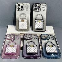 Nouvel arrivage Coque de téléphone avec support de miroir de maquillage caché pour Huawei P70 pro Strass incrustés TPU souple pour femmes