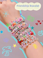 Perles en acrylique multicolores à coupe Asscher 6x6mm, lettres uniques, pour accessoires de bijoux DIY, en vrac, faites à la main, tressées, pour l'exportation