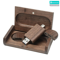 Memoria USB de Madera 2 en 1 OTG 3.0 de 32GB 128GB 64GB y 2.0 de 8GB 16GB 4GB con Conector Tipo C, Pendrive con Logotipo Personalizado, Regalo