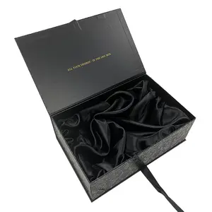 Черная оптовая продажа, Подарочная коробка с логотипом премиум класса, Роскошная большая упаковка, картонная бумажная коробка для наращивания волос, магнитная упаковочная коробка