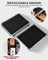 Kotak Pedal Gitar MINI+14, 14.96" X 11.02" X 3.94" Kotak Pedal Efek Aluminium dengan Pengunci dan Pita Perekat