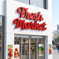 Lettres en relief en acrylique rouge et acier inoxydable, enseigne de marque pour supermarché, lettres LED 3D pour Walmart avec certification UL