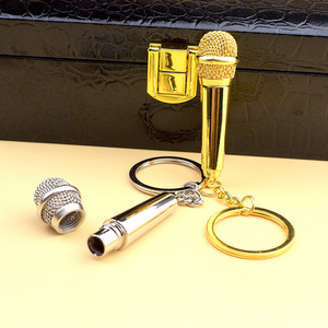 Haute qualité 2020 nouveau métal porte-clés créatif musique cadeaux porte-clés porte-clés Microphone porte-clés mode porte-clés créatif - Product Image 4