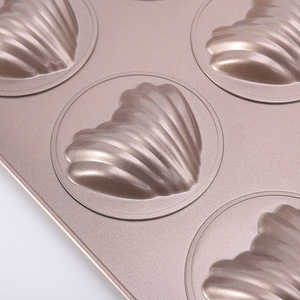 6-Cavity Non-Stick Madeleine Pan Heart Shape Baking Mold Oven Safe Gold Color Rectangle Baking Dish - Product Image 2
