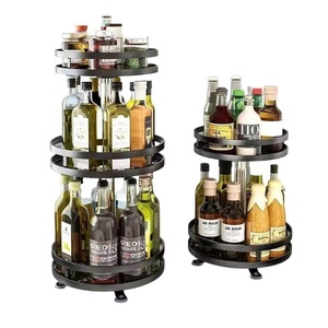 Factory Wholesale Can Rotating Round Square Kitchen Storage Racks Holders Racks For Condiments