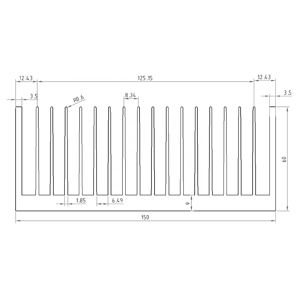 Nhôm tản nhiệt cho bộ khuếch đại công suất nhôm tản nhiệt 150x60x200mm ép đùn nhôm hồ sơ