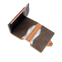 Dompet Kartu Kredit Tipis Sederhana Casekey Wholesale dengan Kotak Kartu Pop-up, Perlindungan RFID, Bahan PU, Tarjetero, Billetera