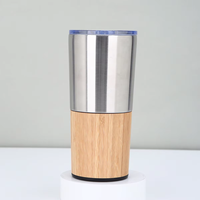 Gobelet isotherme de bureau en acier inoxydable et bambou à double paroi, 20 oz, écologique, avec couvercle, isolation thermique 6-12 heures, résistant à l'ébullition, personnalisable avec logo
