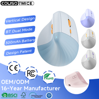 Souris verticale ergonomique sans fil Bluetooth rechargeable double mode OEM pour PC portable, silencieuse, pour bureau