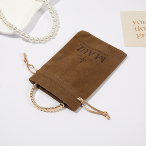 Pochette en velours personnalisée avec cordon <span class=keywords><strong>de</strong></span> serrage pour collier avec logo, sac en velours avec cordon <span class=keywords><strong>de</strong></span> serrage pour emballage <span class=keywords><strong>de</strong></span> bijoux, impression sérigraphique - Product Image 3