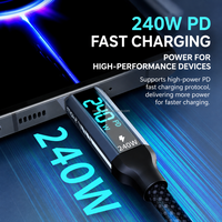 Câble de données USB4.0 Type-C avec affichage numérique LED et gaine tressée pour charge rapide 240W 40 Gbit/s 8K pour iPhone 18 17 16