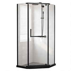 Puerta de Ducha Corredera Individual de Cristal de 6mm con Bisagras, Estilo Hogareño, Kit Completo, Negro, para Baño de Hotel, OEM ODM - Product Image 2