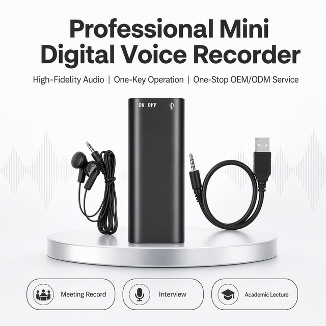 Professional Mini Metal Digital Voice Recorder One-Key Recording Pen with Headphone Playback for Interview & Student Study