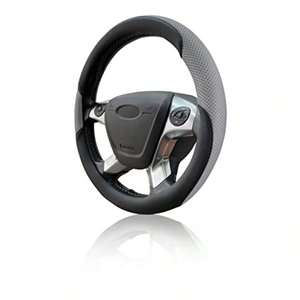 Enerfero, estilo deportivo, funda para volante de coche de cuero de microfibra, tamaño Universal 37,5-39,5 CM, Color gris, modelo de ajuste transpirable - Product Image 1