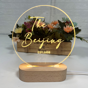 ภาพลวงตา3D ไฟกลางคืน LED ขนาดเล็กฐานอะคริลิคทำจากไม้รูปไข่ USB ชาร์จไฟสีขาวอบอุ่น - Product Image 2