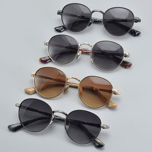 ホット販売マーブルブラックフレームスモールラウンドUVバケーションサングラスカジュアルマーブルキャットアイサングラス高級ブランド男性高品質 - Product Image 2