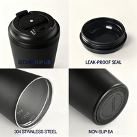 Vente en gros de gobelets à café en acier inoxydable à double paroi isolés sous vide de 12 oz avec couvercle anti-fuite, tasse de voyage réutilisable pour le bureau