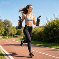 Bouteille d'eau en acier inoxydable élégante et saine, avec paille, anti-fuite, grande capacité, pour le bureau, la maison et les activités sportives