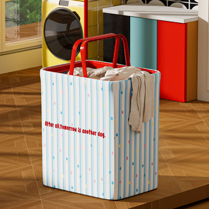 Holo Family <b>Foldable</b> Canvas Laundry <b>Basket</b> Rectangle Storage Organizer for Clothing Toys Home Use - Product Image 2