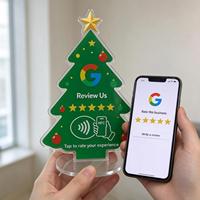 Panneau d'avis NFC, support d'affichage NFC personnalisé en acrylique, plaque de commentaires clients à évaluer en tapant pour les magasins de détail pour Noël