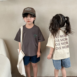 Venta al por mayor de algodón personalizado de gran tamaño niños camiseta verano ropa Lisa desgaste para niños niñas estilo casual con patrón de logotipo de dibujos animados - Product Image 2