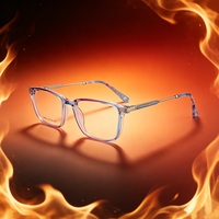 Vente en gros de montures optiques rétro carrées en fibre d'acétate, légères, tendance, pour adultes, avec correction de myopie élevée, style décontracté