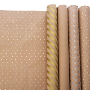 Custom Double-Sided Kraft <b>Paper</b> Gift Wrapping Roll Polka Dot Stripe <b>Patterns</b> Digital Printing Compatible Recyclable Packaging - Product Image 2