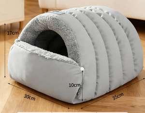 ที่นอนสัตว์เลี้ยงแบบใหม่ล่าสุดสำหรับฤดูใบไม้ร่วง-ฤดูหนาว เตียงแมวแบบถ้ำในร่ม นุ่ม พับได้ ถุงนอนสัตว์เลี้ยง - Product Image 4