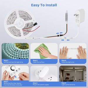 Trắng chạy nước chảy dẫn dải ánh sáng với bảng điều khiển cảm ứng điều khiển không dây, 28 chế độ, Dimmable dẫn băng đèn cho trang trí nội thất - Product Image 5