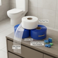 Film protecteur soluble à froid en PVA souple et translucide Siker, rouleaux de 500m-1000m pour blocs de toilettes/nettoyants WC, sans résidu