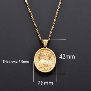 Pendentifs chrétiens en acier inoxydable Jésus Vierge Marie pour colliers DIY, pour femmes et hommes, chaîne couleur or, breloque, bijoux religieux en métal - Product Image 3