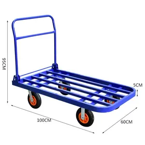 杂货卸货四轮移动金属平板手推车杂货手推车