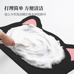 Alfombra de baño con diseño de gato, de fibra de poliéster, absorbente, de secado rápido, antideslizante, rectangular, para entrada de ducha y baño - Product Image 3
