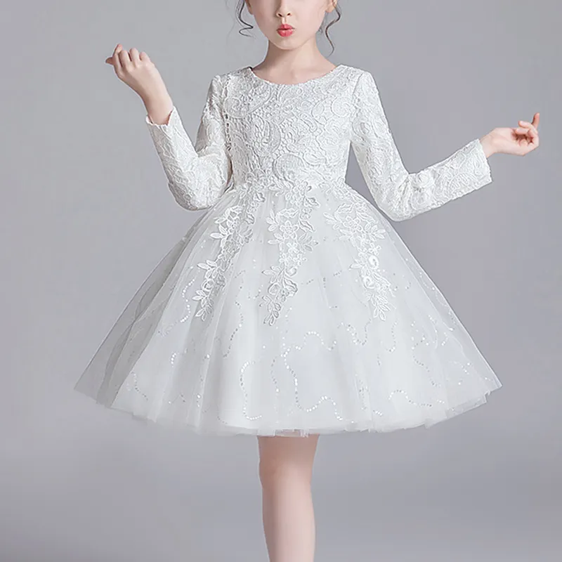 2021 Autumn And Winter Beautiful Creation Trimmed Girls Dress Filled With Cotton Fabric Long Sleeve Tuxedo Children's Dresses