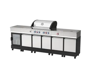 2023 meilleure vente cuisine extérieure Portable gaz barbecue gril intégré armoire gril BBQ gaz autoportant gaz BBQ four