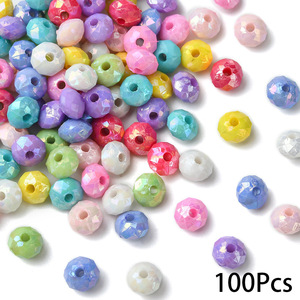 Perline Acriliche Rotonde Sfaccettate da 6mm con Foro Grande, Colori Macaron, Placcate UV, per Creazione Fai-da-te di Penne <span class=keywords><strong>e</strong></span> Braccialetti - Vendita all'Ingrosso - Product Image 4