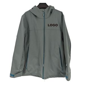 Design 100% Polyester Men's Soft Shell <b>Jacket</b> Breathable Outdoor Blouson with Zipper Closure and Print Pattern Plus Size - Product Image 4