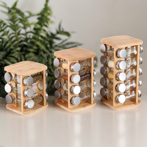 Accesorios de cocina de bambú Estante de especias Soporte de especias de bambú Estante de especias Organizador <span class=keywords><strong>Restaurante</strong></span> Estante giratorio - Product Image 5