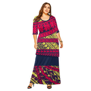 Новый стиль Гавайский тропический стиль Puletasi Samoa платье <span class=keywords><strong>2</strong></span> шт. phaa Большие размеры Женский комплект из двух предметов - Product Image 3