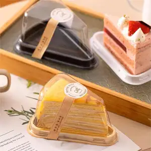 Driehoekige Cakebakjes Met Deksel Om Te Gaan Voedselverpakkingen Plastic Dozen Voor Bruidstaart Kruidenierswaren