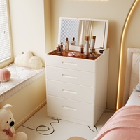 Table de toilette moderne en bois massif avec miroir rabattable et rangement pour la chambre à coucher, utilisation pour le maquillage, tailles personnalisées